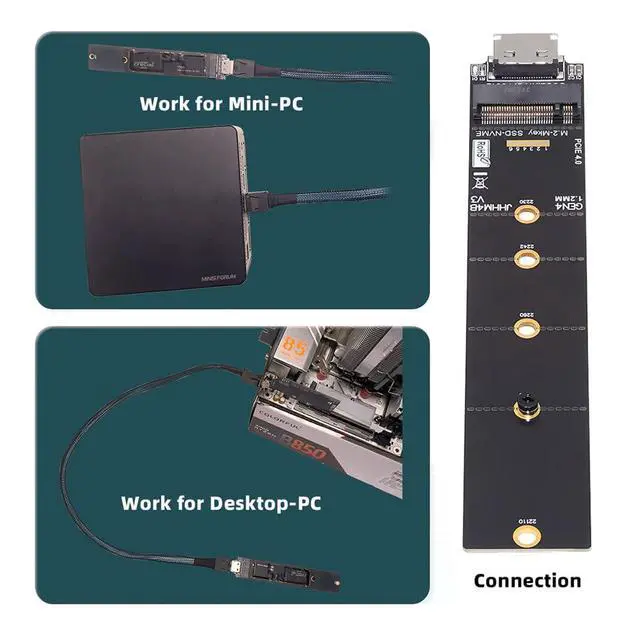 Alt view image 6 of 7 - NVME 2280 PCIe 4.0 M.2 NGFF M-Key to Oculink SFF-8612 SFF-8611 PCIe SSD PCBA Adapter for Mainboard