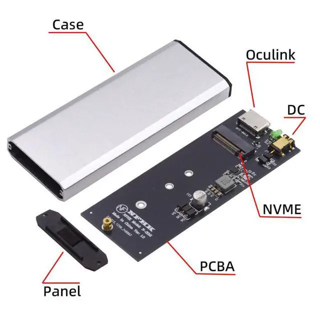Alt view image 2 of 7 - SFF-8612 SFF-8611 Oculink Port to M.2 NGFF M-Key to NVME PCIe SSD 2280 SSD Enclosure Adapter for Mainboard