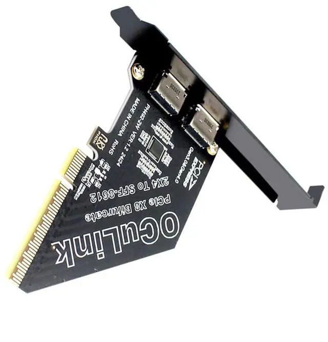 Main image of 2 Port PCIe 4.0 X8 to Oculink Adapter,SFF-8611/8612 to PCI Express Expansion Card Adapter with 8cm/12cm Slot Bracket
