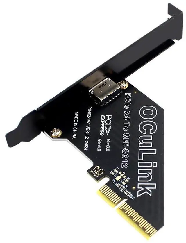Main image of PCIe 4.0 X4 to Oculink Adapter,SFF-8611/8612 to PCI Express Expansion Card Adapter with 8cm/12cm Slot Bracket