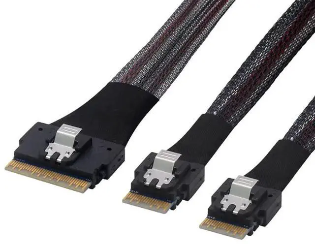 Main image of PCI-E Ultraport Slimline SAS Slim 4.0 SFF-8654 8i 74pin to Dual SFF-8654 4i 38Pin Cable 40cm PCI-Express