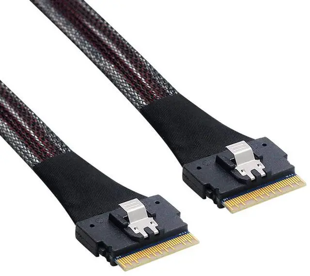Main image of PCI-E Slimline SAS 4.0 SFF-8654 8i 74pin Host to SFF-8654 74Pin Slim SAS Target Cable 50cm