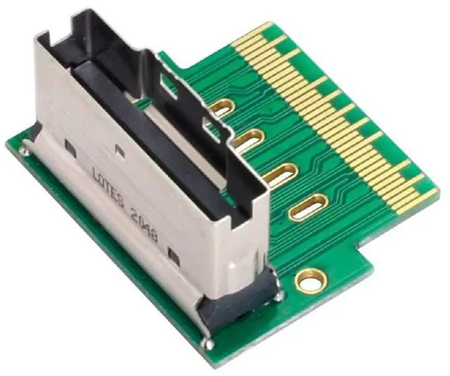 Main image of PCI-E Slimline SAS 4.0 SFF-8654 8i 74pin to SFF-8654 74pin Male to Female Extender Adapter Angled Test Tools