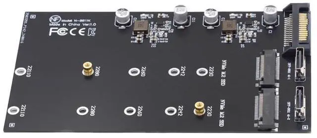 Main image of Dual SFF-8612 SFF-8611 Oculink to M-Key NVME M.2 NGFF PCIe SSD 2280 22110mm Adapter for Mainboard