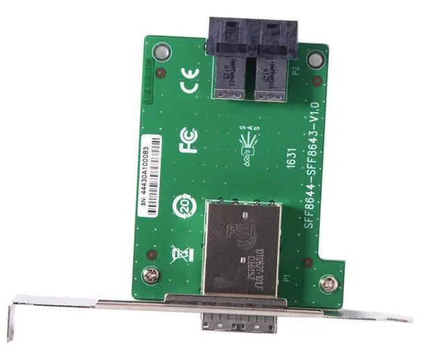 Main image of Dual Ports Mini SAS HD SFF-8644 to Internal SAS HD SFF-8643 PCBA Female Adapter with Low Profile Bracket