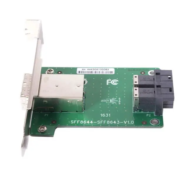 Alt view image 5 of 6 - Dual Ports Mini SAS HD SFF-8644 to Internal SAS HD SFF-8643 PCBA Female Adapter with Low Profile Bracket