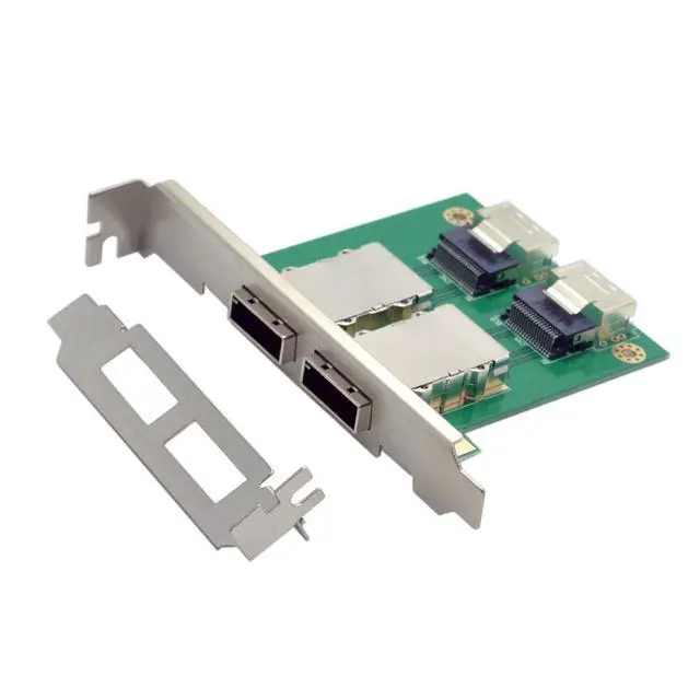 Alt view image 2 of 6 - Dual Ports Mini SAS SFF-8088 to SAS 36Pin SFF-8087 PCBA Female Adapter with PCI Bracket