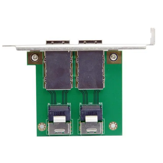 Alt view image 3 of 6 - Dual Ports Mini SAS SFF-8088 to SAS 36Pin SFF-8087 PCBA Female Adapter with PCI Bracket
