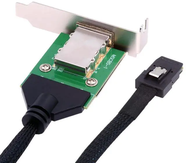 Main image of Mini SAS SFF-8087 Male to External SFF-8088 Female Extension Internal Cable PCBA with Low Profile Bracket 50cm