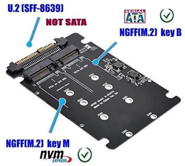 Alt view image 5 of 7 - SFF-8639 NVME U.2 to Combo NGFF M.2 M-Key SATA PCIe SSD Adapter for Mainboard Replace SSD 750 p3600 p3700