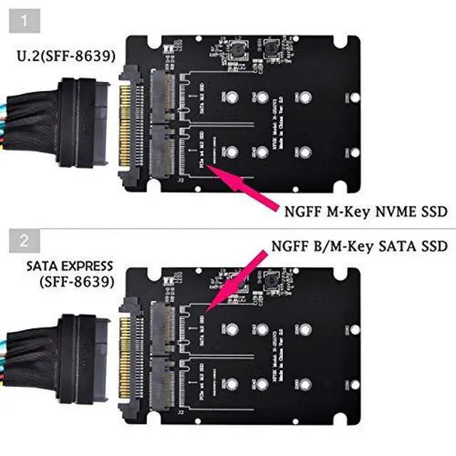 Alt view image 7 of 7 - SFF-8639 NVME U.2 to Combo NGFF M.2 M-Key SATA PCIe SSD Adapter for Mainboard Replace SSD 750 p3600 p3700