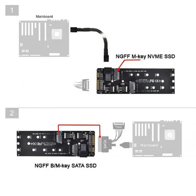Alt view image 5 of 7 - SFF-8643 to U2 Kit NGFF M-Key to HD Mini SAS NVME PCIe SSD SATA Adapter for Motherboard