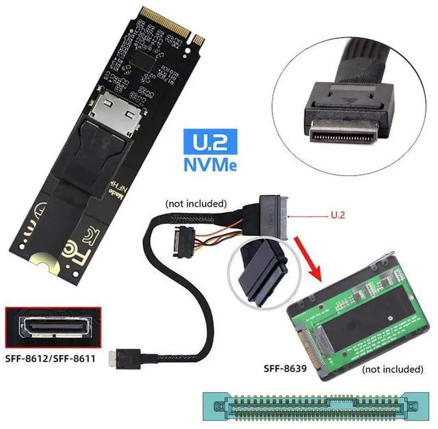 Alt view image 3 of 7 - NVME 2280 PCIe 4.0 M.2 M-Key to Oculink SFF-8612 SFF-8611 Host Adapter with Linear Redriver for U.2 SSD eGPU Over Long Cable
