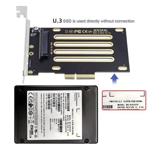 Alt view image 6 of 7 - Nvme PCI-E 4.0 X4 Lane to SFF-8639 U.3 U3 Kit Host Adapter for Motherboard PM1735 NVMe PCIe SSD