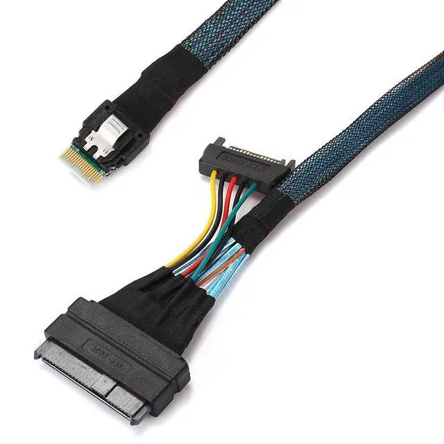 Alt view image 2 of 7 - U.2 U2 SFF-8639 to Slimline SFF-8654 4i NVME PCIe SSD Cable for Mainboard SSD 750 p3600 p3700 M.2 50CM