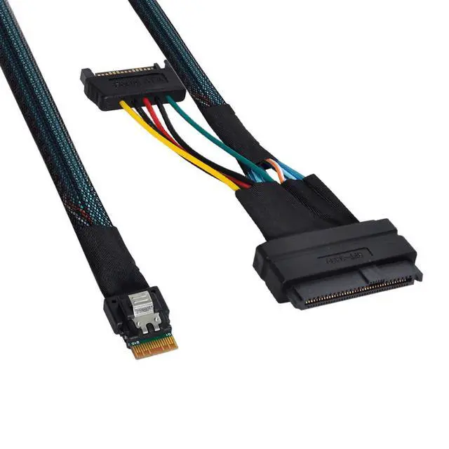 Alt view image 7 of 7 - U.2 U2 SFF-8639 to Slimline SFF-8654 4i NVME PCIe SSD Cable for Mainboard SSD 750 p3600 p3700 M.2 50CM