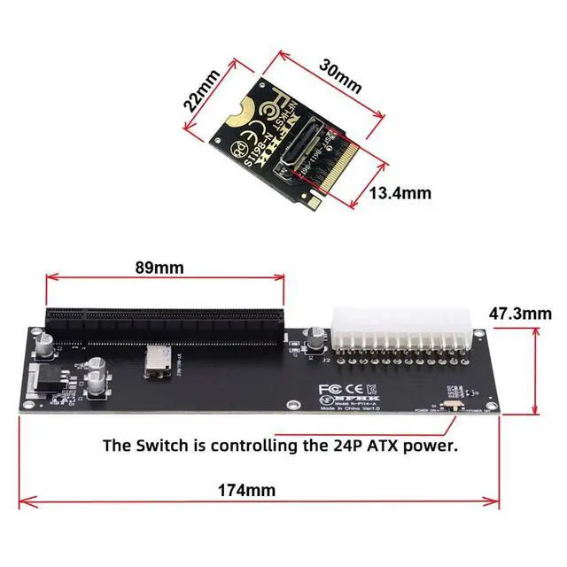 Alt view image 4 of 7 - PCI-E 3.0 M.2 M-Key to Oculink SFF-8611 SFF-8612 Host Adapter for GPD Win Max2 External Graphics Card & SSD