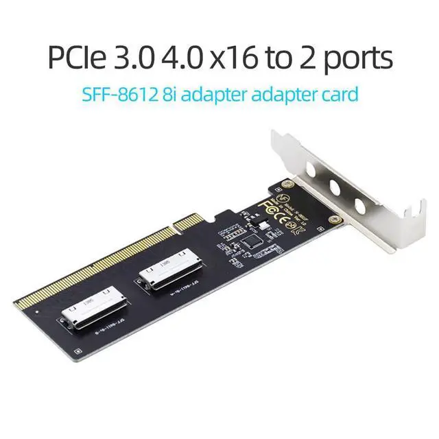 Alt view image 7 of 7 - PCIE PCI-Express 16x to Dual Oculink SFF-8612 SFF-8611 8X VROC Adapter for Mainboard SSD Graphics Card