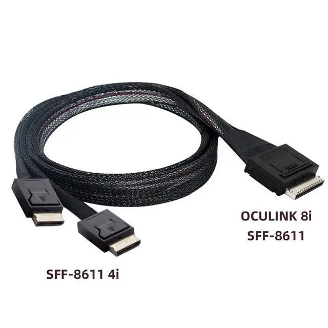 Alt view image 5 of 7 - 50cm OCuLink PCIe PCI-Express SFF-8611 8X 8-Lane to Dual SFF-8611 Oculink 4X SSD Data Active Cable