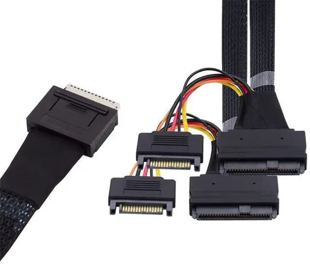 Main image of 50cm OCuLink PCIe PCI-Express SFF-8611 8X 8-Lane to Dual SFF-8639 U.2 4X SSD Data Active Cable