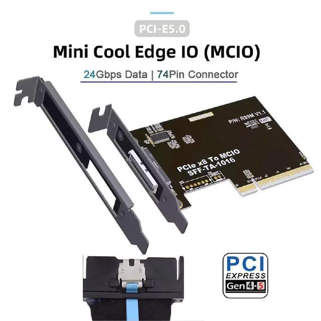 Alt view image 2 of 7 - PCIe 5.0 x8 Host Adapter Card for MCIO 8i (SFF-TA-1016) Port | Add GPUs, NVMe SSDs & Support Intel VROC on Your Motherboard