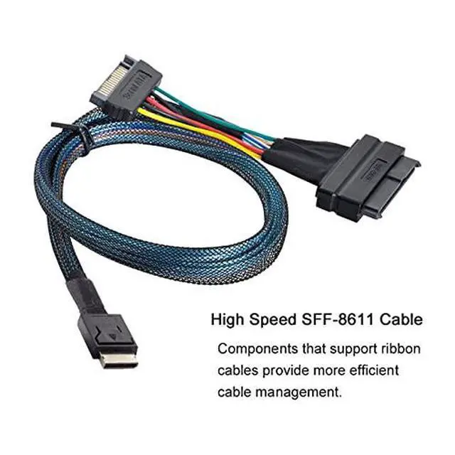 Alt view image 4 of 7 - Oculink SFF-8611 to U.2 U.3 SFF-8639 NVME PCIe PCI-Express SSD Cable for Mainboard SSD