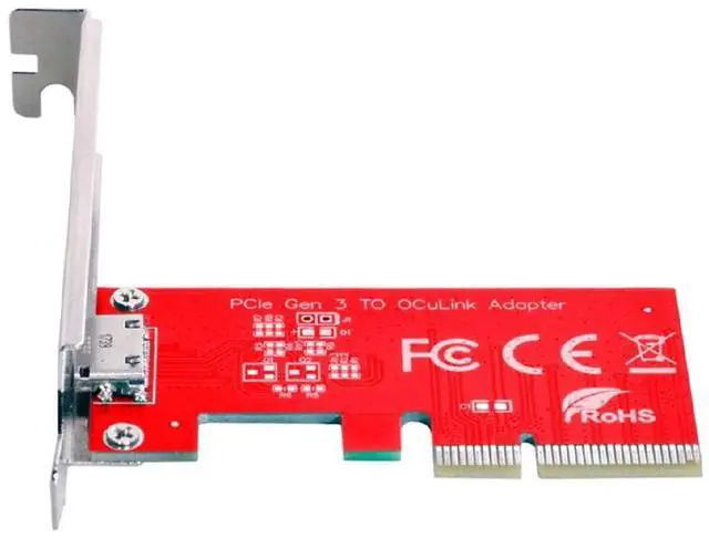 Main image of PCI-E 3.0 Express 4.0 x4 to Oculink External SFF-8612 SFF-8611 Host Adapter for PCIe SSD with Bracket