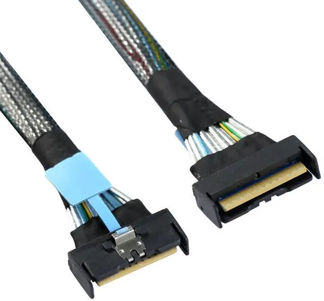 Main image of Mini Cool Edge IO MCIO STR PCI-E 5.0 SFF-8654 PCI-E Slimline SAS 8i 74Pin Male to 74Pin SFF-8654 SAS 4.0 Male SFF-8654 Extender Cable 50cm