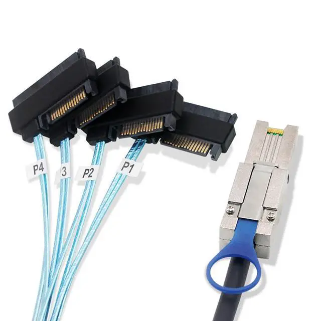 Alt view image 3 of 5 - Mini SAS HD SFF-8088 26P to 4* SAS 8482 Server Cable 6Gbps High Speed 26P to 4 Ports Data Transfer Cord, 28AWG Copper Wire (0.5M)