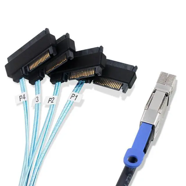 Alt view image 4 of 5 - Compatible with Mini SAS HD SFF-8644 to SFF-8482 29P 2-in-1 SATA Hard Drive Data Cable, 28AWG Copper, 12G High-Speed Harness (2M/78.74in)