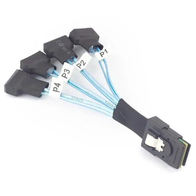 Alt view image 2 of 5 - Mini SAS SFF-8087 to 4× SATA 7Pin Male Cable, 12Gbps Internal High-Speed Server Harness, 30AWG (11.81, Inches)
