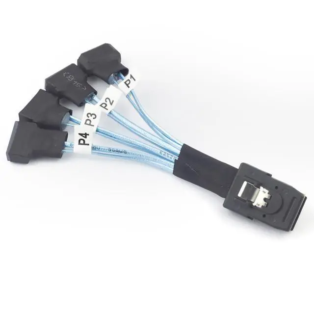 Alt view image 3 of 5 - Mini SAS SFF-8087 to 4× SATA 7Pin Male Cable, 12Gbps Internal High-Speed Server Harness, 30AWG (11.81, Inches)