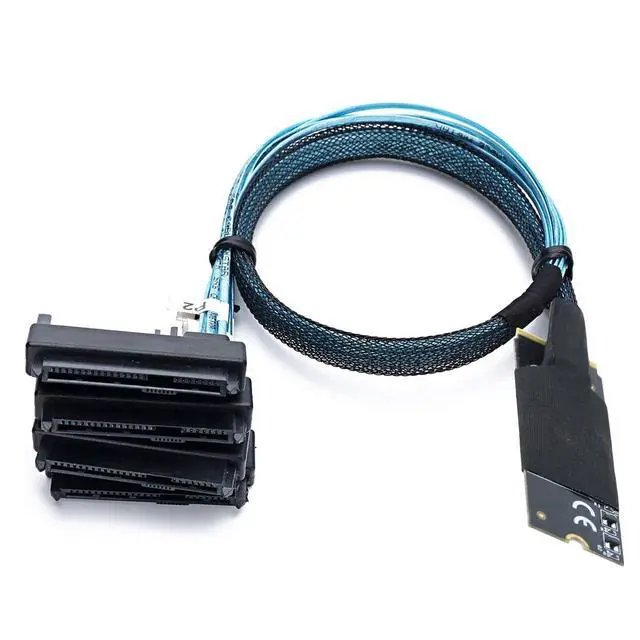 Alt view image 6 of 6 - M.2 SFF-8643 to 4 x SAS 8482 Converter Cable 12Gbps High-Speed Server Interconnect, 30AWG Copper Wire, Plug and Play (1m)