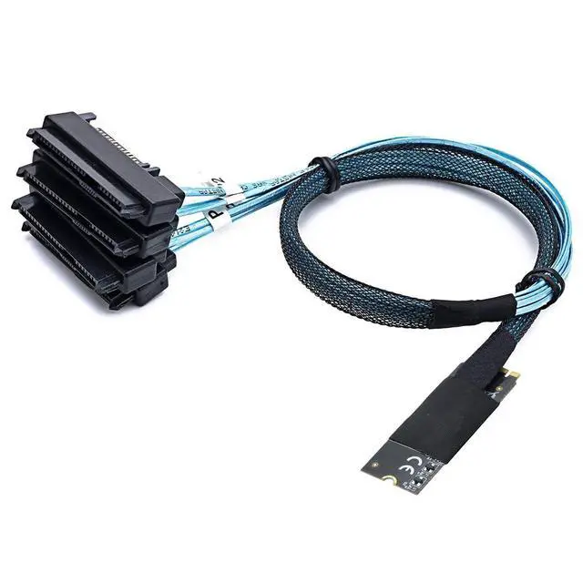Alt view image 3 of 6 - M.2 SFF-8643 to 4 x SAS 8482 Converter Cable 12Gbps High-Speed Server Interconnect, 30AWG Copper Wire, Plug and Play (1m)