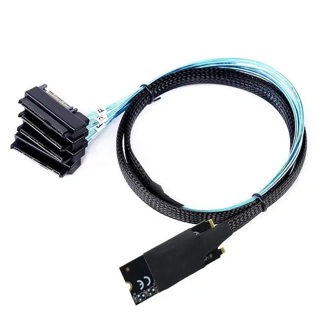 Alt view image 5 of 6 - M.2 SFF-8643 to 4 x SAS 8482 Converter Cable 12Gbps High-Speed Server Interconnect, 30AWG Copper Wire, Plug and Play (1m)