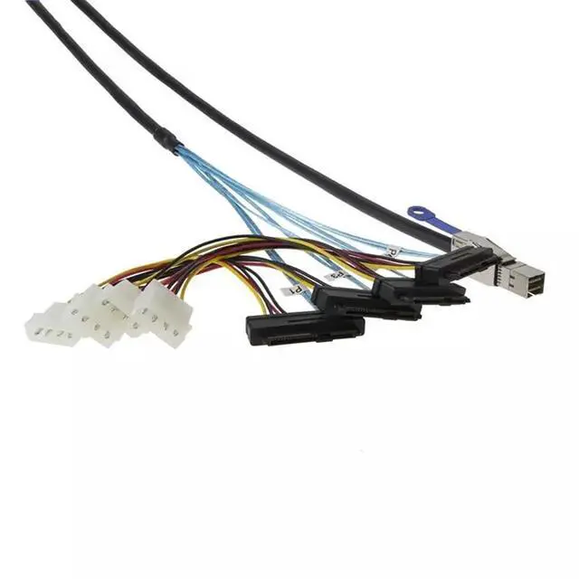 Alt view image 5 of 5 - Mini SAS HD SFF 8644 to 4* SAS 8482 29P Server Cable with Power 6Gbps High Speed 28AWG Copper Wire Data Transfer Cord (0.5M)