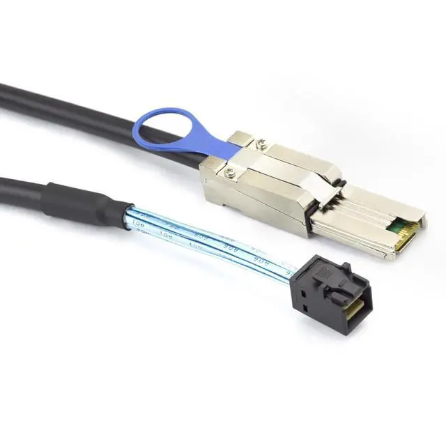 Alt view image 4 of 4 - Mini SAS HD SFF-8088 to SFF-8643 Internal External Server Cable 6Gbps High Speed 28AWG Data Cable, Black Flat Connector (2m)