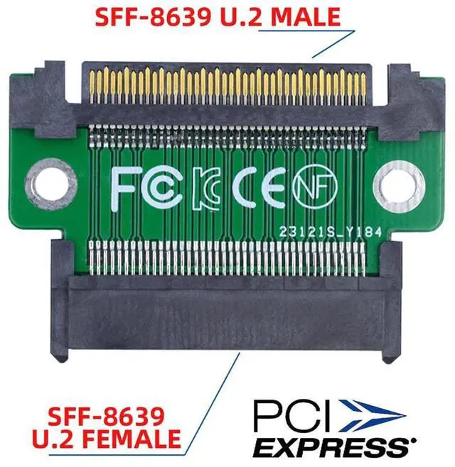 Alt view image 4 of 7 - U.2 U2 SFF-8639 NVME PCIe 4.0 SSD Male to Female Adapter Extension 68pin PCI Express PCBA