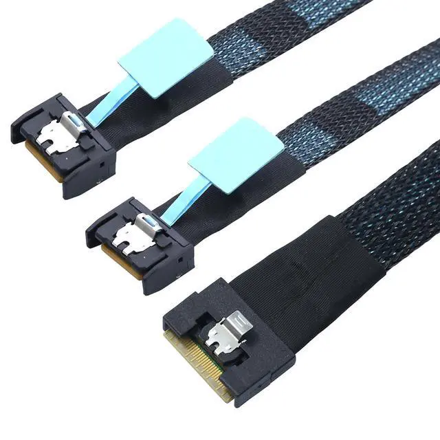 Alt view image 5 of 6 - Slimline SAS SFF-8654 8I to Dual MCIO 4I Server Cable with Anti-Misplug Full Cover Design, 16G High-Speed Copper Wire Harness (1m/39.37in)