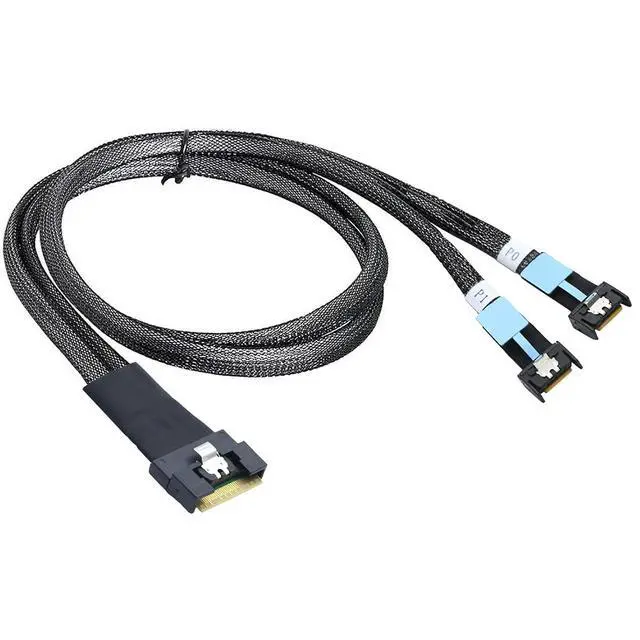 Alt view image 3 of 6 - Slimline SAS SFF-8654 8I to Dual MCIO 4I Server Cable with Anti-Misplug Full Cover Design, 16G High-Speed Copper Wire Harness (1m/39.37in)