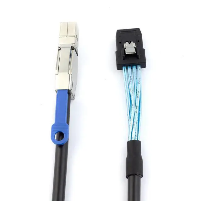 Alt view image 2 of 5 - Mini SAS HD SFF-8644 with IC to SFF-8087 Server Stacking Cable 12Gbps High Speed 28AWG 10 Ohm Data Cable, Black (0.5M)