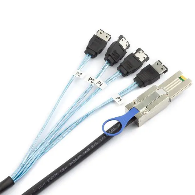 Alt view image 2 of 5 - Mini SAS HD SFF-8088 26P to 4×eSATA 7P Female External Server Hard Drive Cable, 28AWG 6G High-Speed Copper Wire Harness (1m/39.37in)