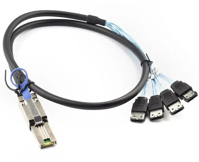 Alt view image 3 of 5 - Mini SAS HD SFF-8088 26P to 4×eSATA 7P Female External Server Hard Drive Cable, 28AWG 6G High-Speed Copper Wire Harness (1m/39.37in)