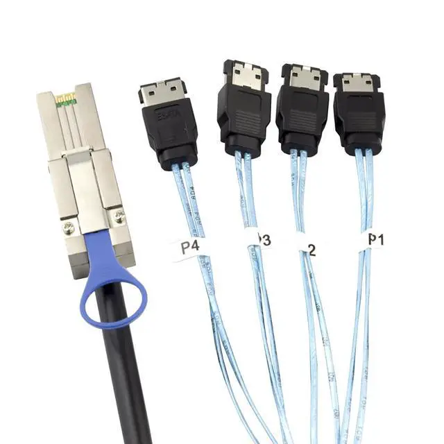 Alt view image 5 of 5 - Mini SAS HD SFF-8088 26P to 4×eSATA 7P Female External Server Hard Drive Cable, 28AWG 6G High-Speed Copper Wire Harness (1m/39.37in)