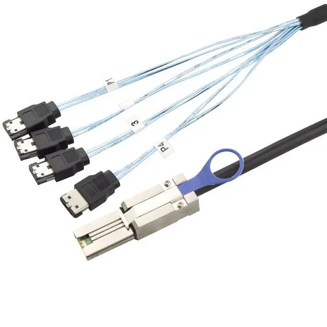 Alt view image 4 of 5 - Mini SAS HD SFF-8088 26P to 4×eSATA 7P Female External Server Hard Drive Cable, 28AWG 6G High-Speed Copper Wire Harness (1m/39.37in)