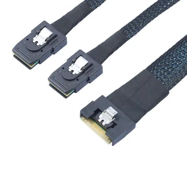 Alt view image 3 of 6 - SlimSAS SFF-8654 8i 4.0 to Dual SAS 8087 Cable 32AWG 24G High-Speed Server Internal Cable with Anti-Misdirection Design (1M)
