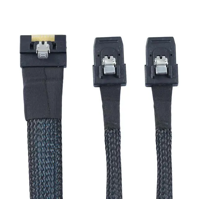 Alt view image 6 of 6 - SlimSAS SFF-8654 8i 4.0 to Dual SAS 8087 Cable 32AWG 24G High-Speed Server Internal Cable with Anti-Misdirection Design (1M)