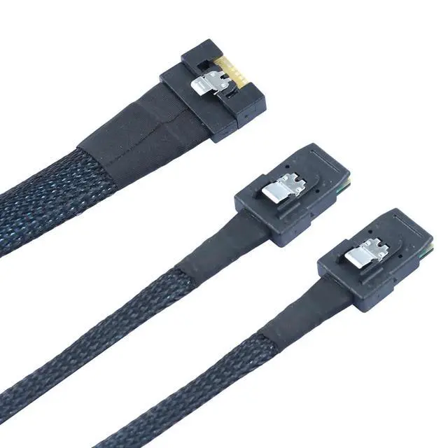 Alt view image 4 of 6 - SlimSAS SFF-8654 8i 4.0 to Dual SAS 8087 Cable 32AWG 24G High-Speed Server Internal Cable with Anti-Misdirection Design (1M)