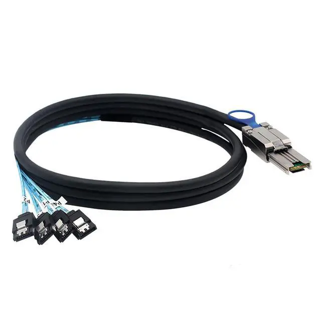 Alt view image 2 of 5 - Mini SAS HD SFF-8088 26P to 4X SATA 7P Female Cable 6Gbps High Speed Server Hard Drive Connection Cable, 28AWG, 10 Ohm (0.5M)