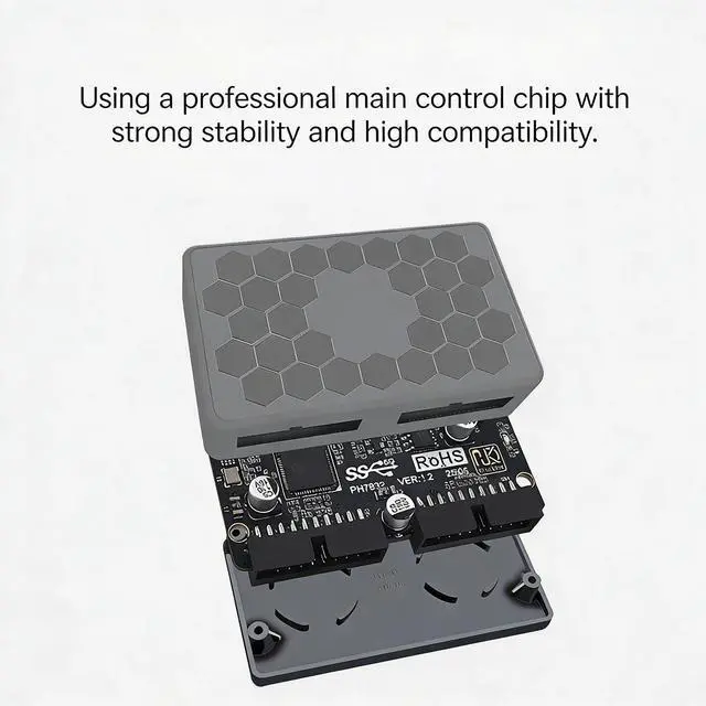 Alt view image 3 of 7 - PH7831G 19 Pin to 19Pin / Type-E Motherboard Internal Header Hub Expansion Adapter 5 Gbps Front Panel USB A and USB C Extension with SATA Power Compact Design (PH7831G)